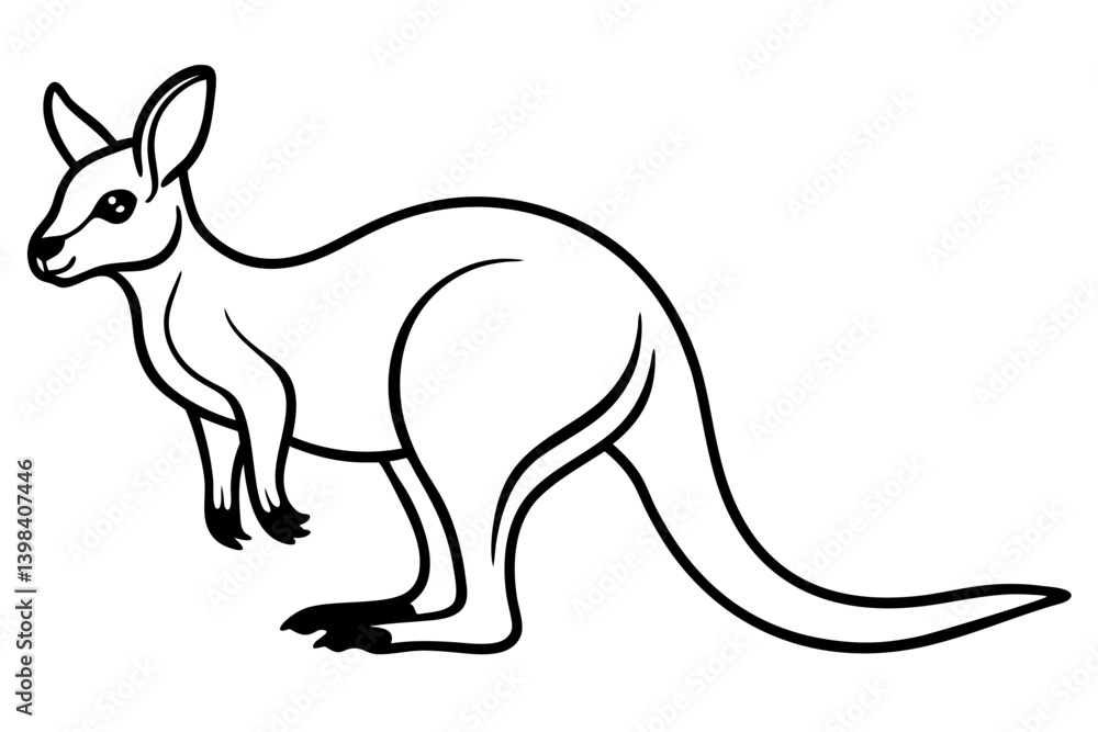Minimalist Kangaroo Line Art Vector on White Background Minimalist Kangaroo Line Art Vector on White Background