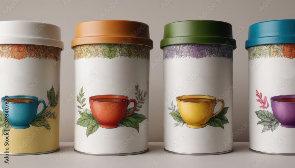 Classic tea storage tin in metallic gold