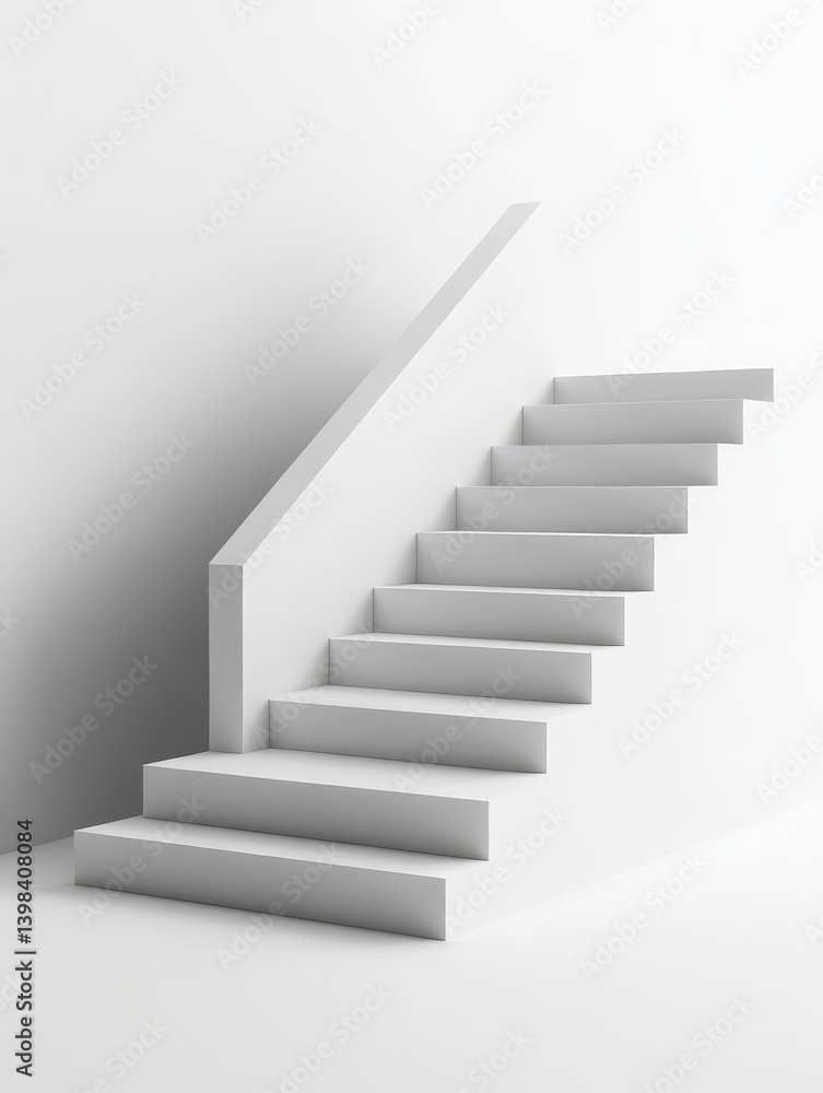 Minimalist 3D Staircase. Abstract Geometry for Product Display in a Clean Room Setting Minimalist 3D Staircase. Abstract Geometry for Product Display in a Clean Room Setting
