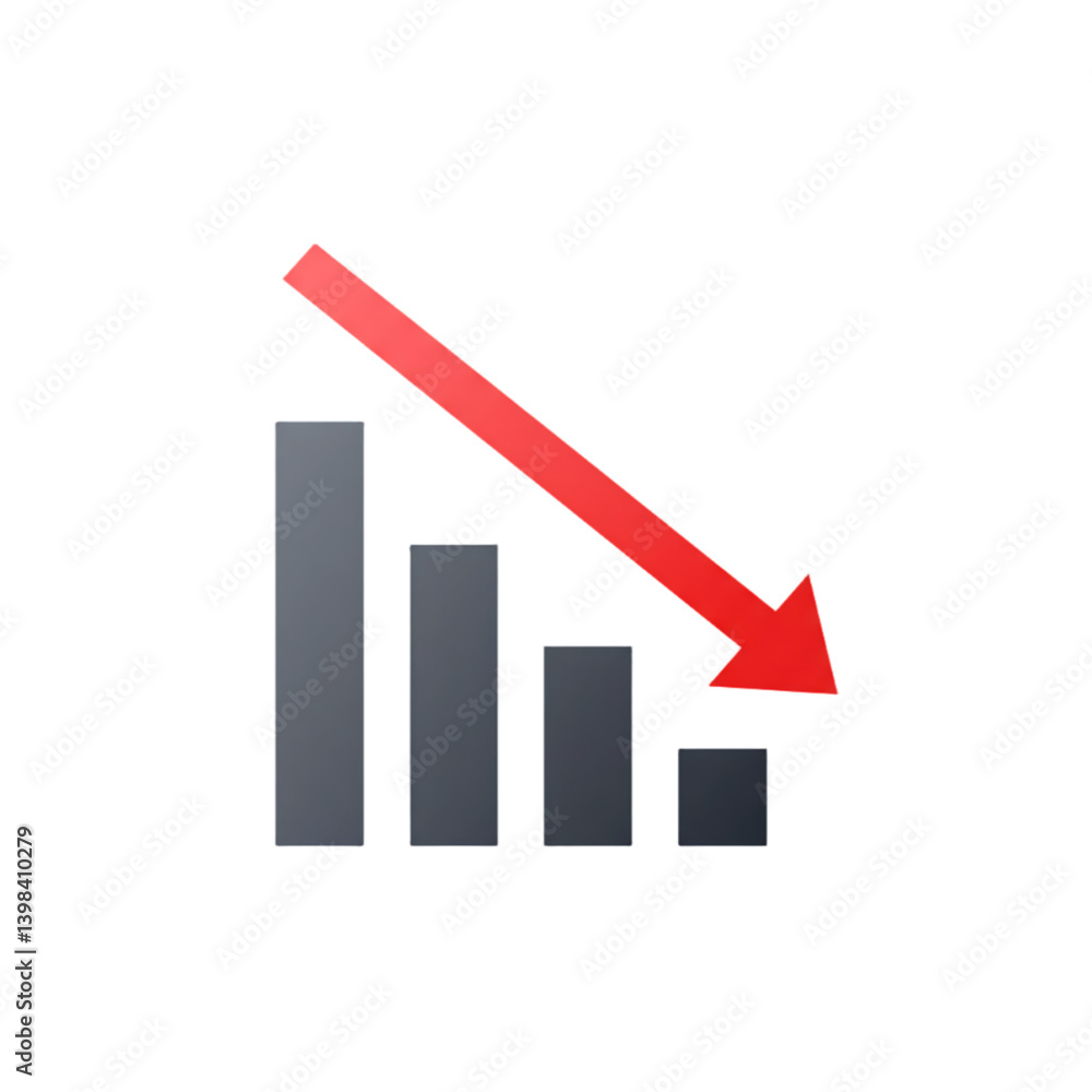 Downward Trend Graph Illustrating Financial Decline on Transparent Background Downward Trend Graph Illustrating Financial Decline on Transparent Background