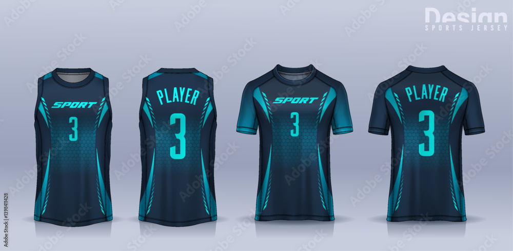 Fototapeta premium t-shirt sport design template, Soccer jersey mockup for football club, Running singlet,basketball Tank top. 