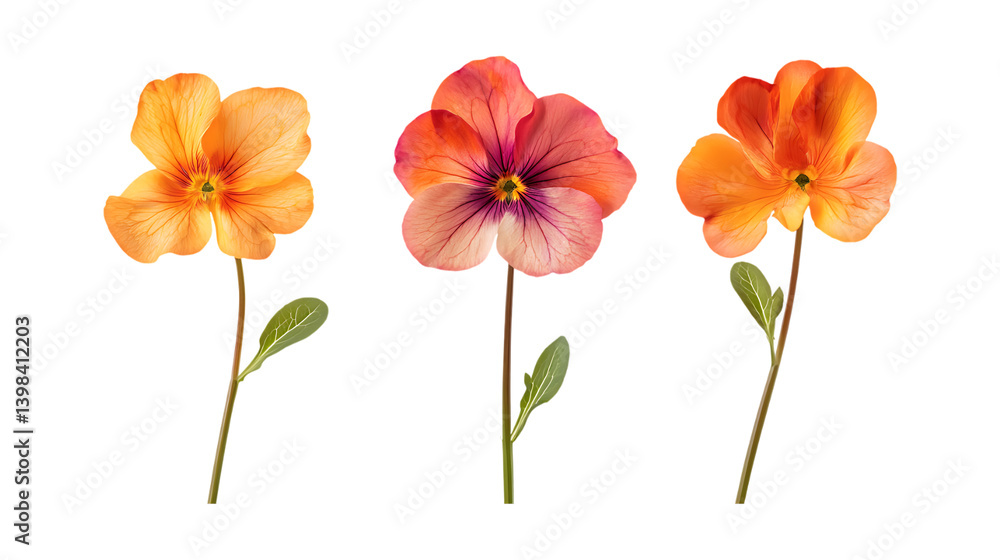 Fototapeta premium Pack of Wallflower Plants Set Against Transparent Background for Botanical or Garden Projects