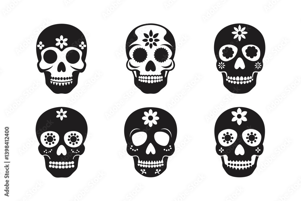 sugar skull los muertos style vector art silhouette sugar skull los muertos style vector art silhouette