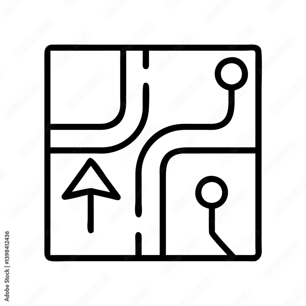 Find your way with this map icon showing direction and location for gps navigation systems Find your way with this map icon showing direction and location for gps navigation systems