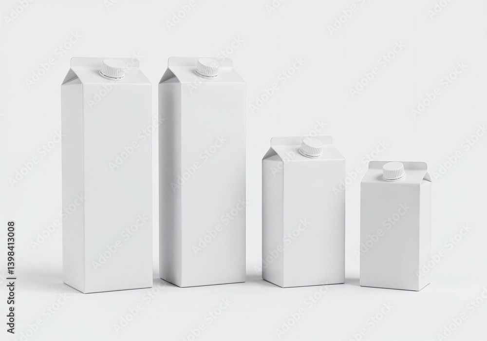 Blank Milk Carton Mockups in Different Sizes