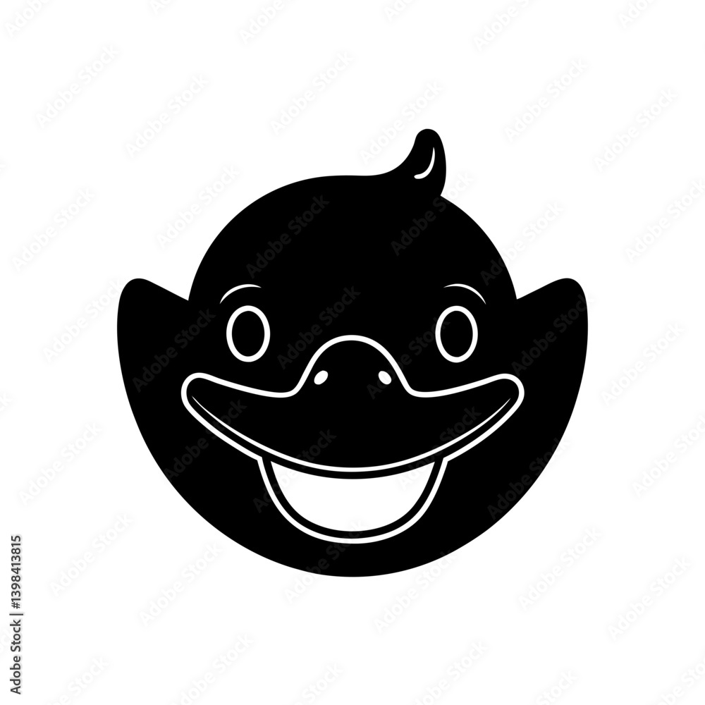 Black Silhouette Adorable Kawaii Platypus Head with Broad Cheerful Smile vector illustration Black Silhouette Adorable Kawaii Platypus Head with Broad Cheerful Smile vector illustration