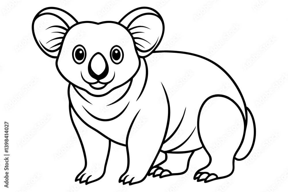 Fototapeta premium Minimalist Koala Line Art Vector on White Background