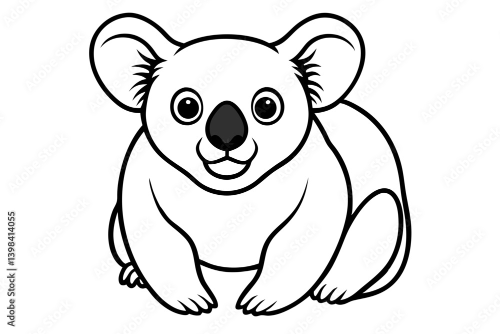 Obraz premium Minimalist Koala Line Art Vector on White Background