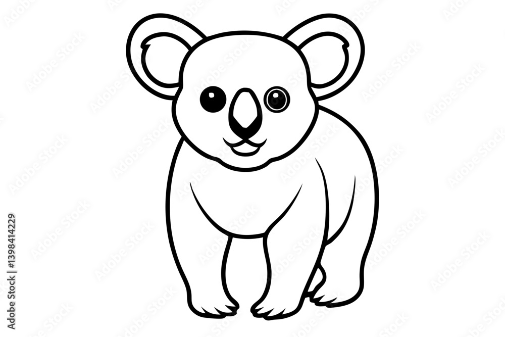 Fototapeta premium Minimalist Koala Line Art Vector on White Background