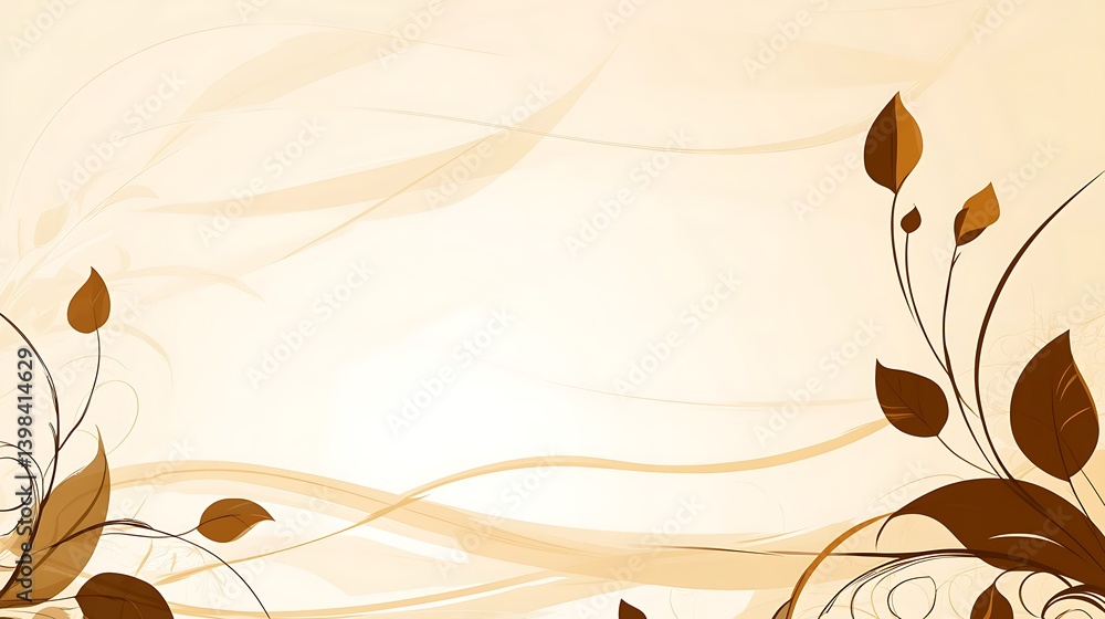 Beautiful abstract floral pattern featuring elegant leaves and curved lines