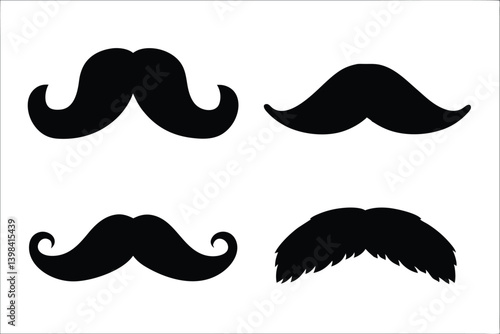 mustache silhouette vector set, moustache icon collection