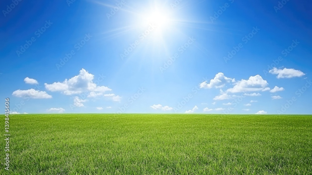 Fototapeta premium Sunny Day Over Lush Green Grassy Field