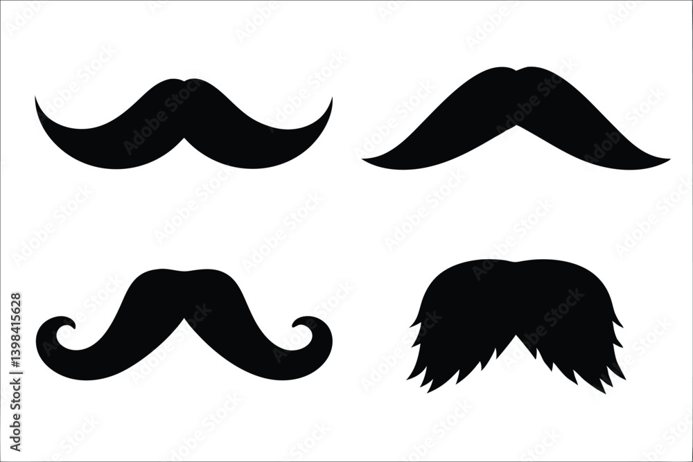 mustache silhouette vector set, moustache icon collection mustache silhouette vector set, moustache icon collection