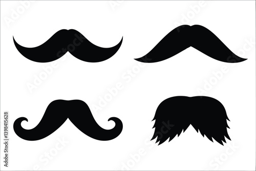 mustache silhouette vector set, moustache icon collection