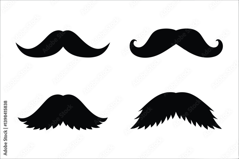 mustache silhouette vector set, moustache icon collection mustache silhouette vector set, moustache icon collection