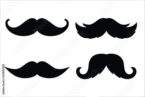 mustache silhouette vector set, moustache icon collection