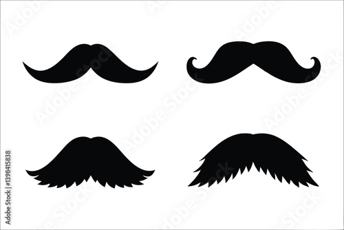 mustache silhouette vector set, moustache icon collection