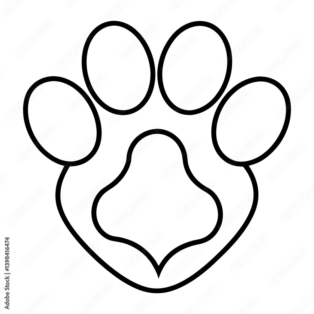 Simple Line Art Paw with Heart Simple Line Art Paw with Heart