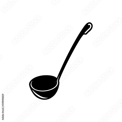 Black Silhouette Basic Ladle Icon Kitchen Utensil vector illustration
