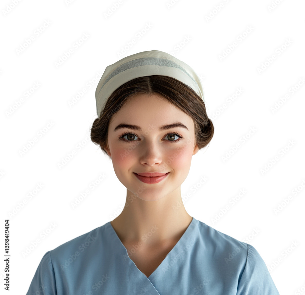 Nurse smiling portrait hospital professional bright environment view healthcare concept. Isolated on transparent background, png.