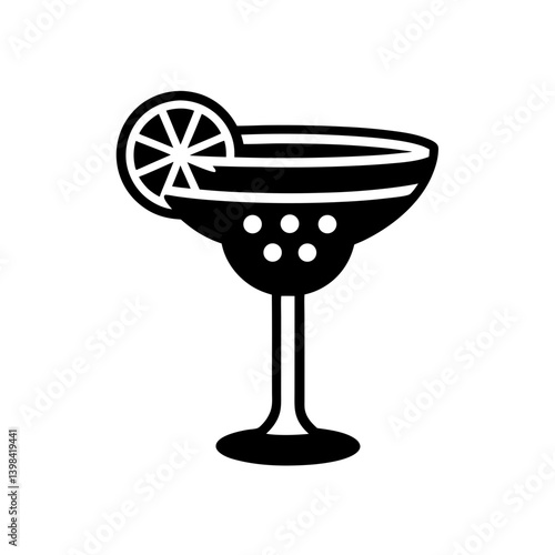 Black Silhouette Refreshing Margarita Cocktail Icon vector illustration