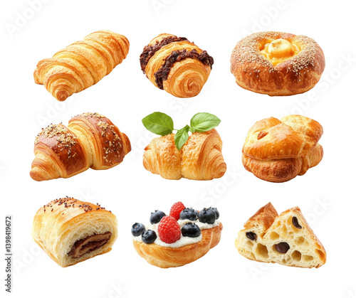Obraz na płótnie Delicious pastry variety showcase bakery food bright kitchen top-down view culinary. Isolated on transparent background, png. w salonie