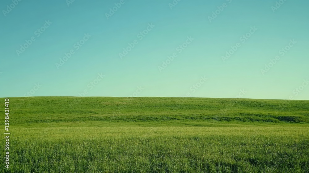 Obraz premium Serene Green Field Under a Vast Blue Sky