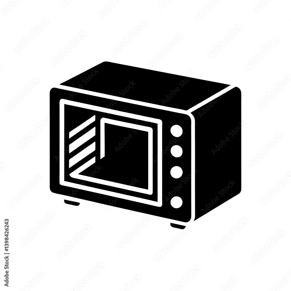 Fototapeta premium Black Silhouette Steaming Microwaved Food Icon vector illustration