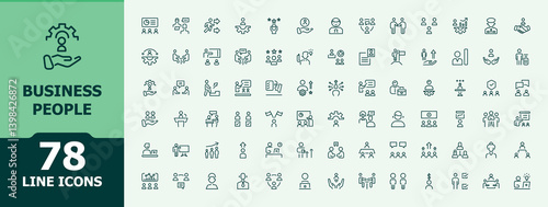 Business People line icon. Contains related to human, person, team, management, people, resource and more. Icons for website. Man icon set. Pixel perfect. Minimal editable stroke.