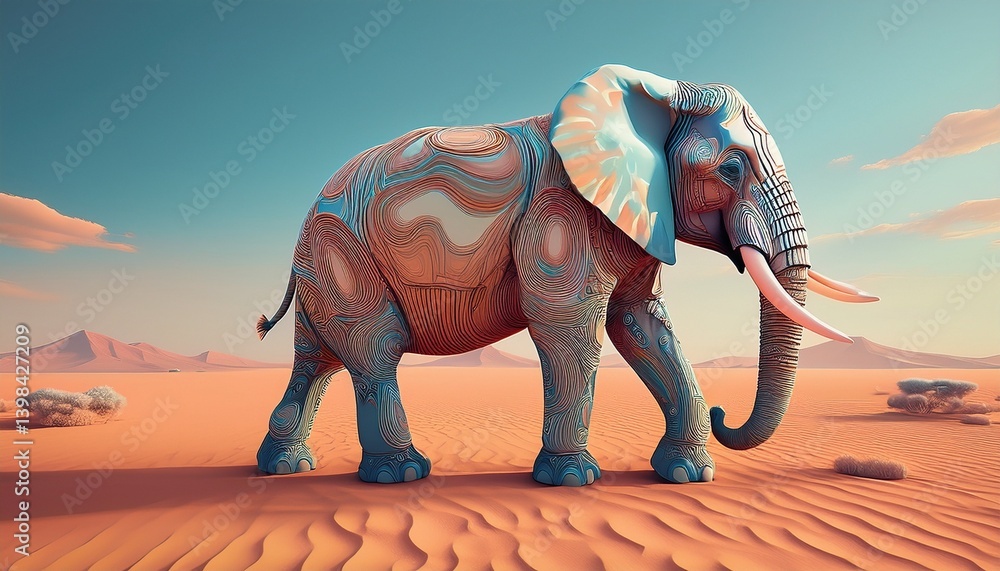 Fototapeta premium elephant in the desert with stones