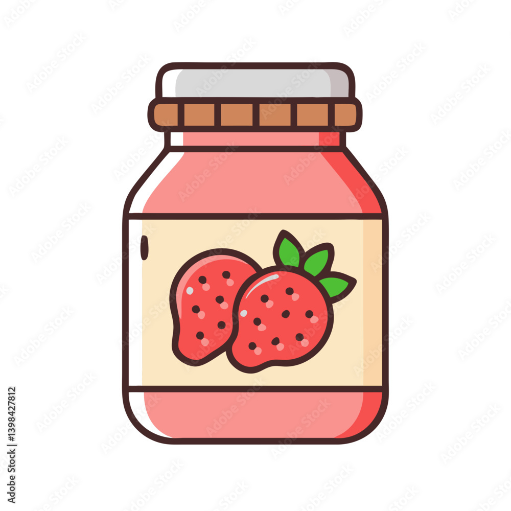 Strawberry Jam Jar with Label Icon Design Strawberry Jam Jar with Label Icon Design