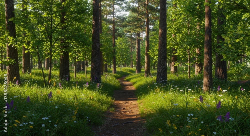 Obraz premium Blooming wildflowers in dense forest