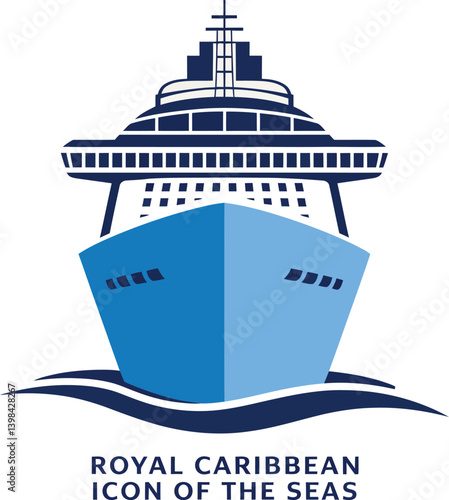 Royal Caribbean Icon of the Seas Vector Icon - Cruise Ship Symbol, Mega Cruise Liner, Ship Icon, Boat Illustration, Travel Symbol, Vacation, Luxury Cruise, Ocean Liner, Modern Ship Design.