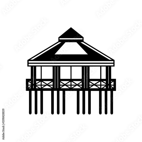 Pier Icon Waterfront Dock Vector Illustration Design