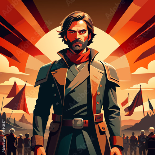 Revolutionary Leader Standing Strong Vector Art for Posters and Graphic Design