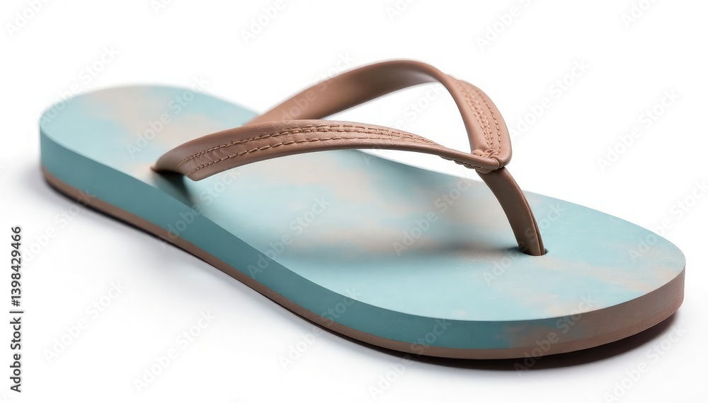 Close-up of a single flip-flop isolated on white background , product, single, photography Close-up of a single flip-flop isolated on white background , product, single, photography