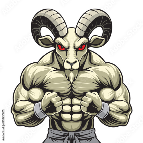 goat mascot vector illustration muscular goat design