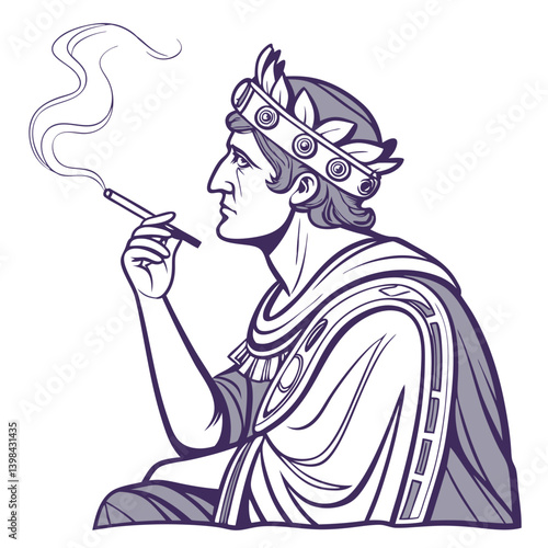 Ancient Roman Emperor Smoking Vector Illustration for Artistic Design and Creativity