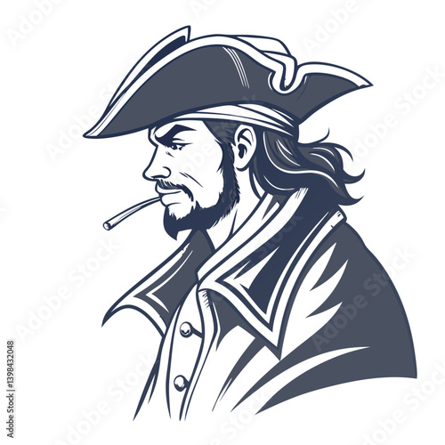 Vintage Pirate Profile Illustration for Tattoos and Graphic Design