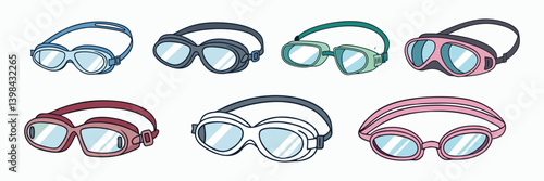 Colorful Swimming Goggles Set Stylish and Protective Eyewear for Pool and Ocean Activities