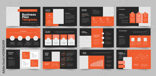 Business Plan Presentation, Business Plan Slide Set Design, Business Plan Layout Template.