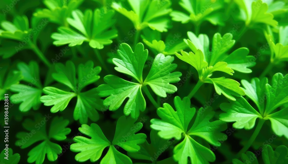 Fresh parsley leaves forming a natural pattern , growth, summer, design Fresh parsley leaves forming a natural pattern , growth, summer, design