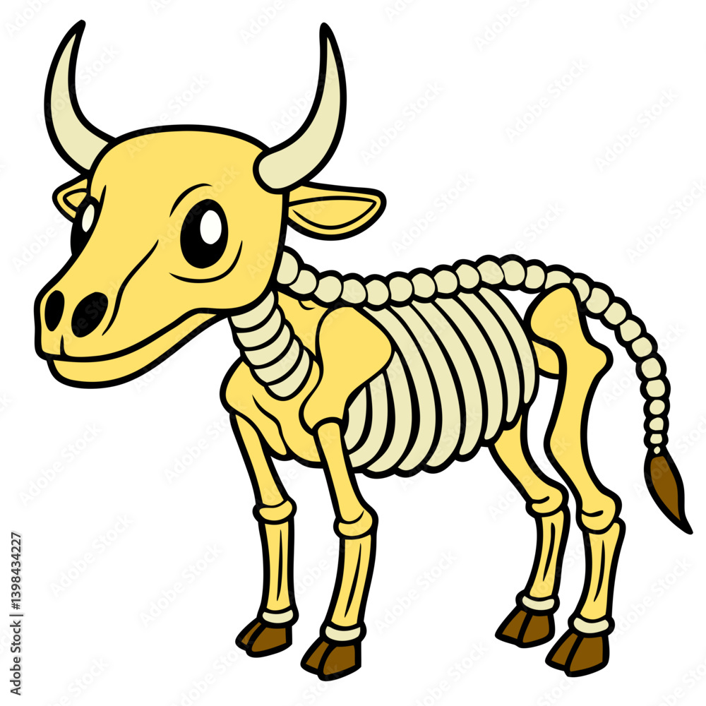 Fototapeta premium Cartoon Cow Skeleton Illustration for Educational and Creative Projects