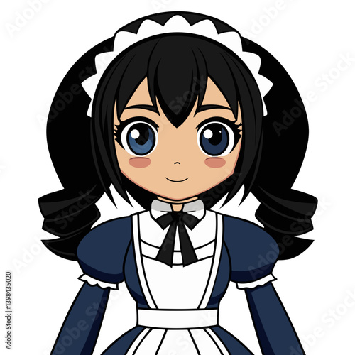 Cute Anime Style Maid Character Vector Illustration for Design and Art Projects