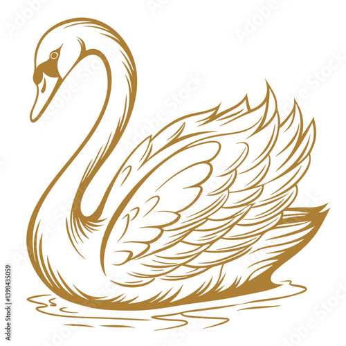 Elegant Gold Swan Vector for Decorative Art and Design Projects