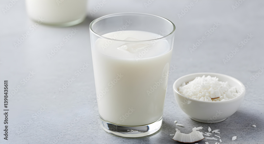 Refreshing Coconut Milk Drink with Shredded Coconut Presentation Refreshing Coconut Milk Drink with Shredded Coconut Presentation
