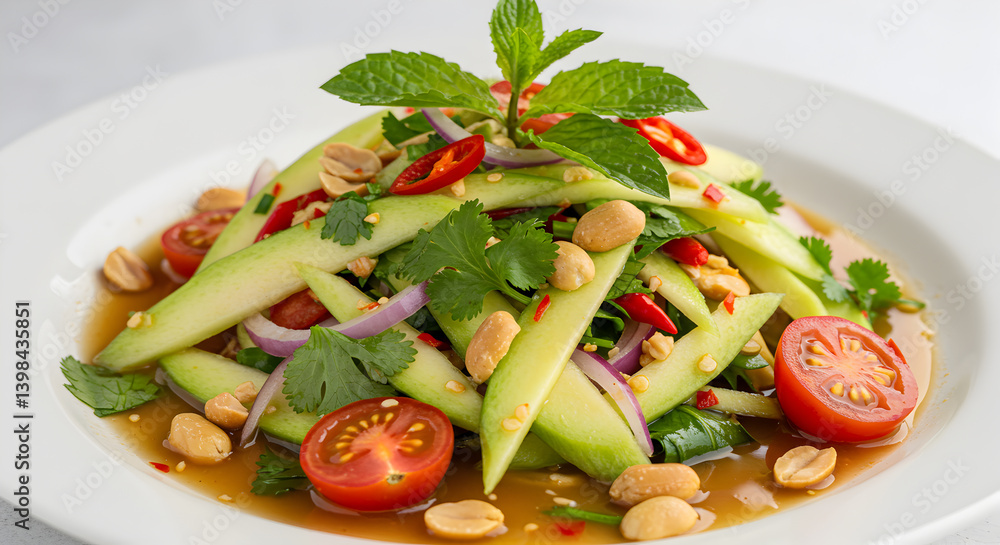 Delicious And Vibrant Thai Green Mango Salad With Peanuts And Herbs Delicious And Vibrant Thai Green Mango Salad With Peanuts And Herbs