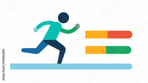 Stress Level Analysis A person running with a visual readout above their head showing stress levels changing dynamically as they exert themselves indicated by a color gradient.