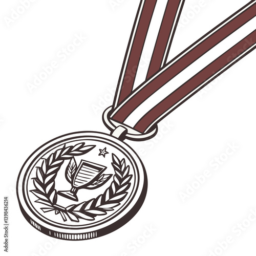 Vector Illustration Victory Medal with Laurel Trophy Design for Achievement Celebrations