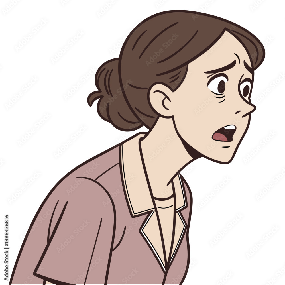 Worried Woman Facial Expression Vector Art for Emotional Illustration and Graphic Design Worried Woman Facial Expression Vector Art for Emotional Illustration and Graphic Design